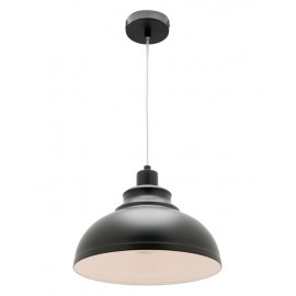 Cougar-Risto 1lt 60Watt E.S Pendant Light - Black / Satin Chrome / White